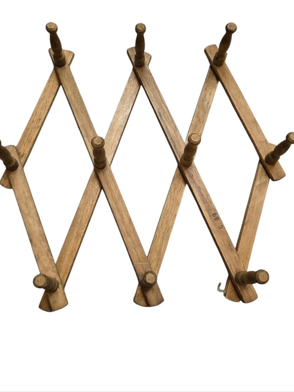Vintage Wood Accordion Expandable Peg Rack